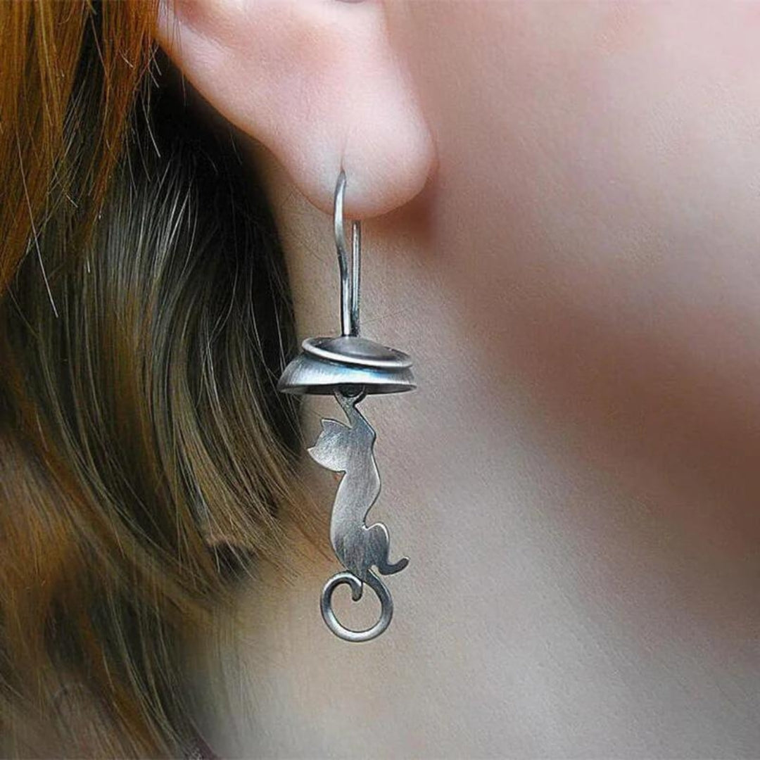 Sterling Silver Boho Katt Hängeörhängen