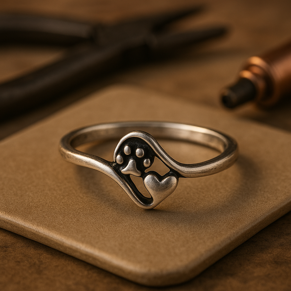 Vintage Sterling Silver Tass och Hjärta Ring