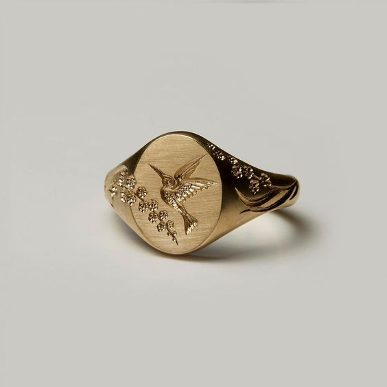 Vintage Guld Hummingbird Sealing Ring