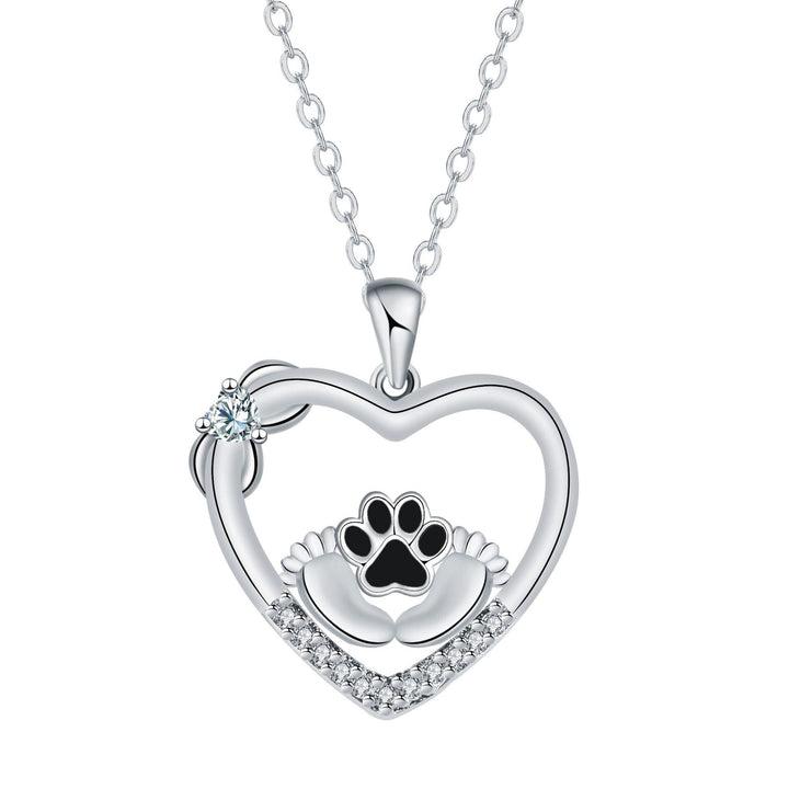 Liten Fötter Hund Fotavtryck Halsband och Zirkonia