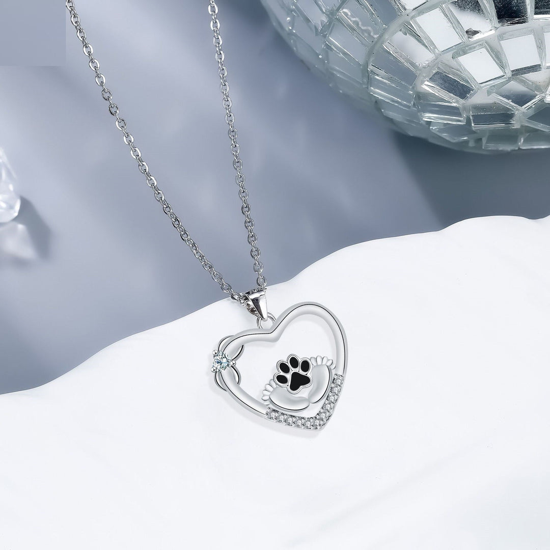Liten Fötter Hund Fotavtryck Halsband och Zirkonia