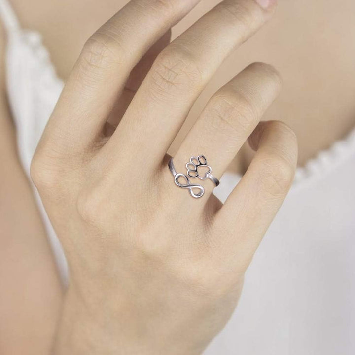 Handgjord tass- och hjärt-ring – Justerbar 925 sterlingsilver