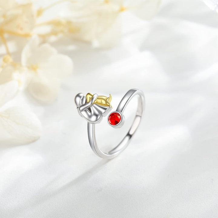Sterling Silver Hund- och Flickring – Justerbar och Symbolisk