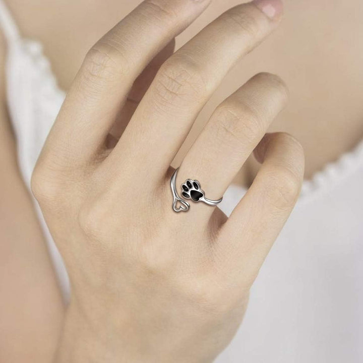 Handgjord tass- och hjärt-ring – Justerbar 925 sterlingsilver