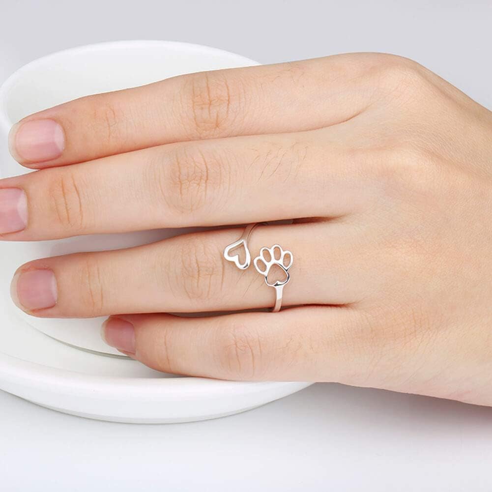 Handgjord tass- och hjärt-ring – Justerbar 925 sterlingsilver