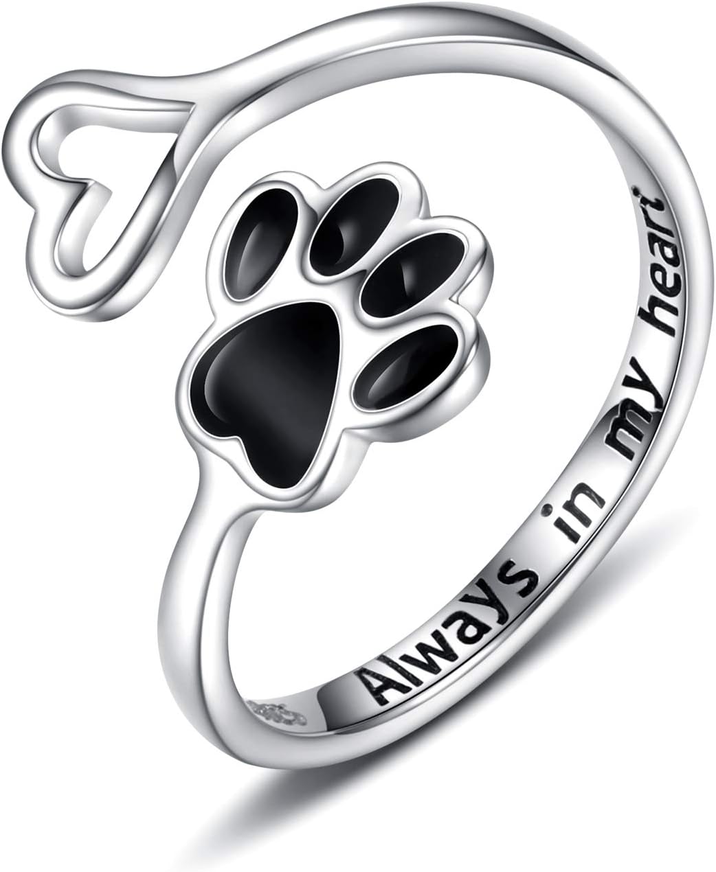 Handgjord tass- och hjärt-ring – Justerbar 925 sterlingsilver