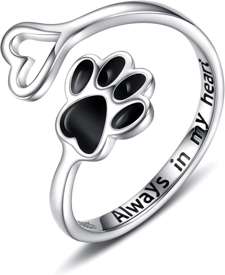 Handgjord tass- och hjärt-ring – Justerbar 925 sterlingsilver