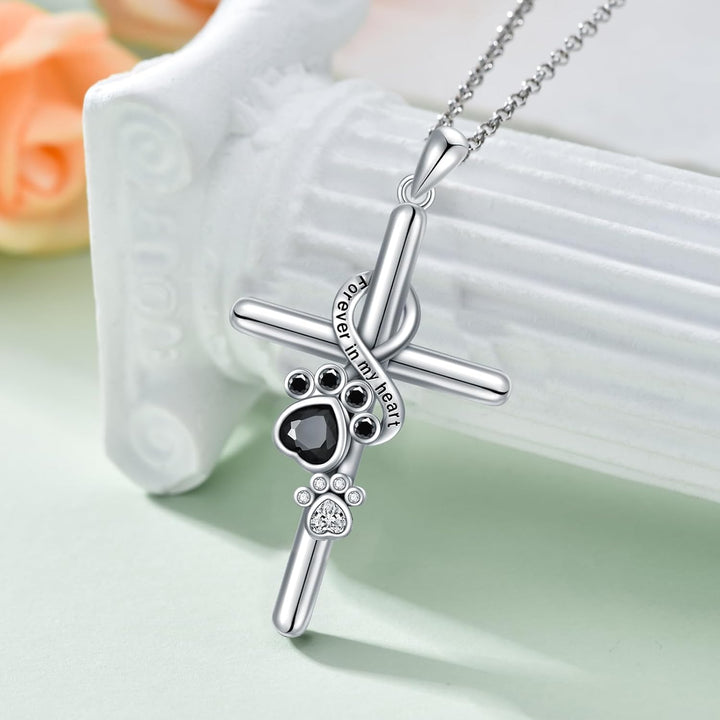 925 Sterling Silver Paw & Kors Halsband