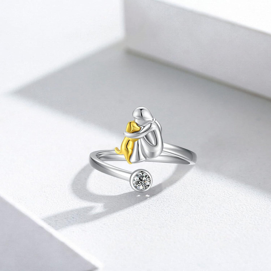 925 Sterling Silver Hundring med Zirkonia – Justerbar och Handgjord