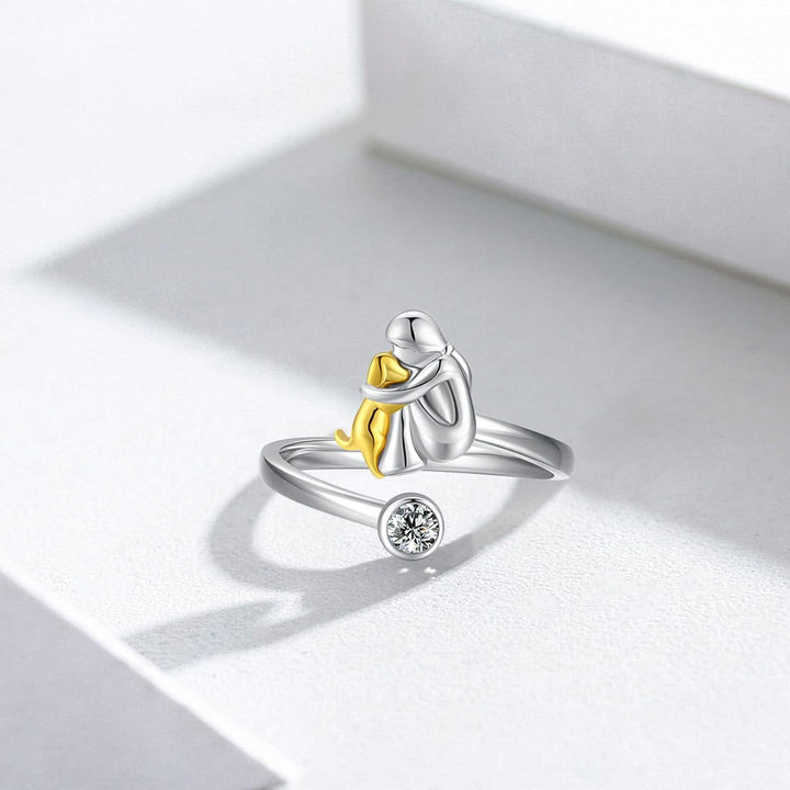 925 Sterling Silver Hundring med Zirkonia – Justerbar och Handgjord