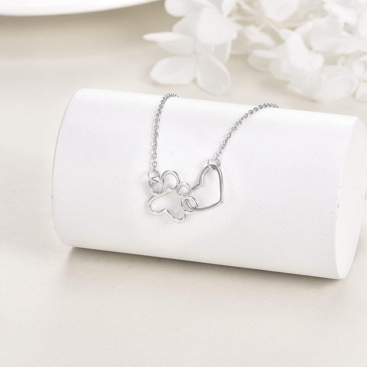 Sterlingsilver Hundtasshalsband – Hjärtkristallhängsmycke