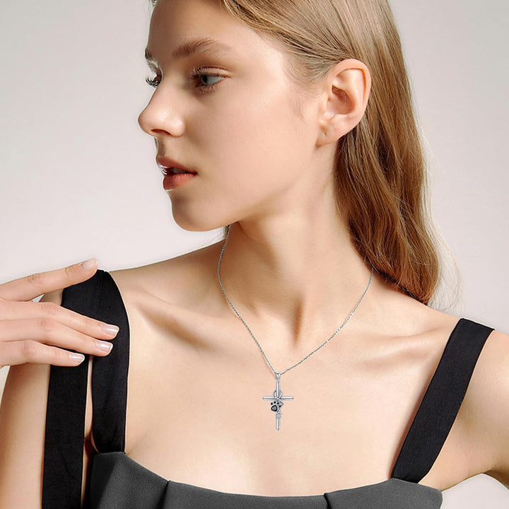 925 Sterling Silver Paw & Kors Halsband