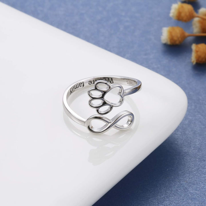 Handgjord tass- och hjärt-ring – Justerbar 925 sterlingsilver