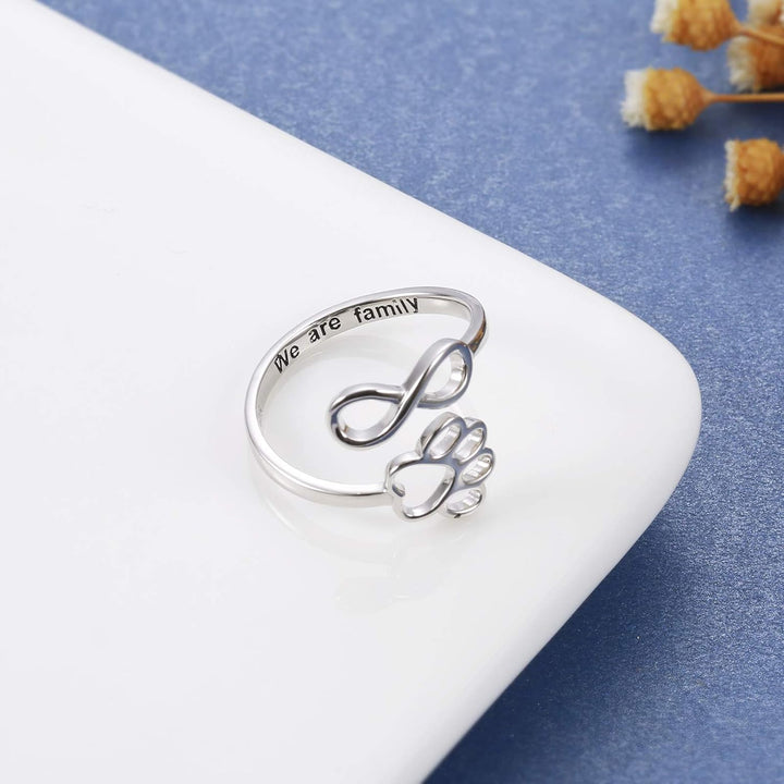 Handgjord tass- och hjärt-ring – Justerbar 925 sterlingsilver