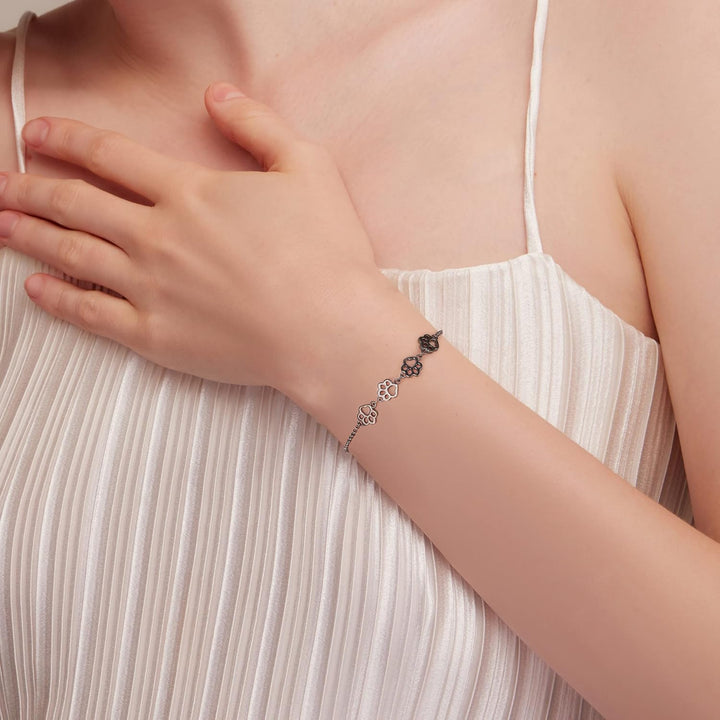 Sterlingsilver Tassavtryck armband – Justerbar passform