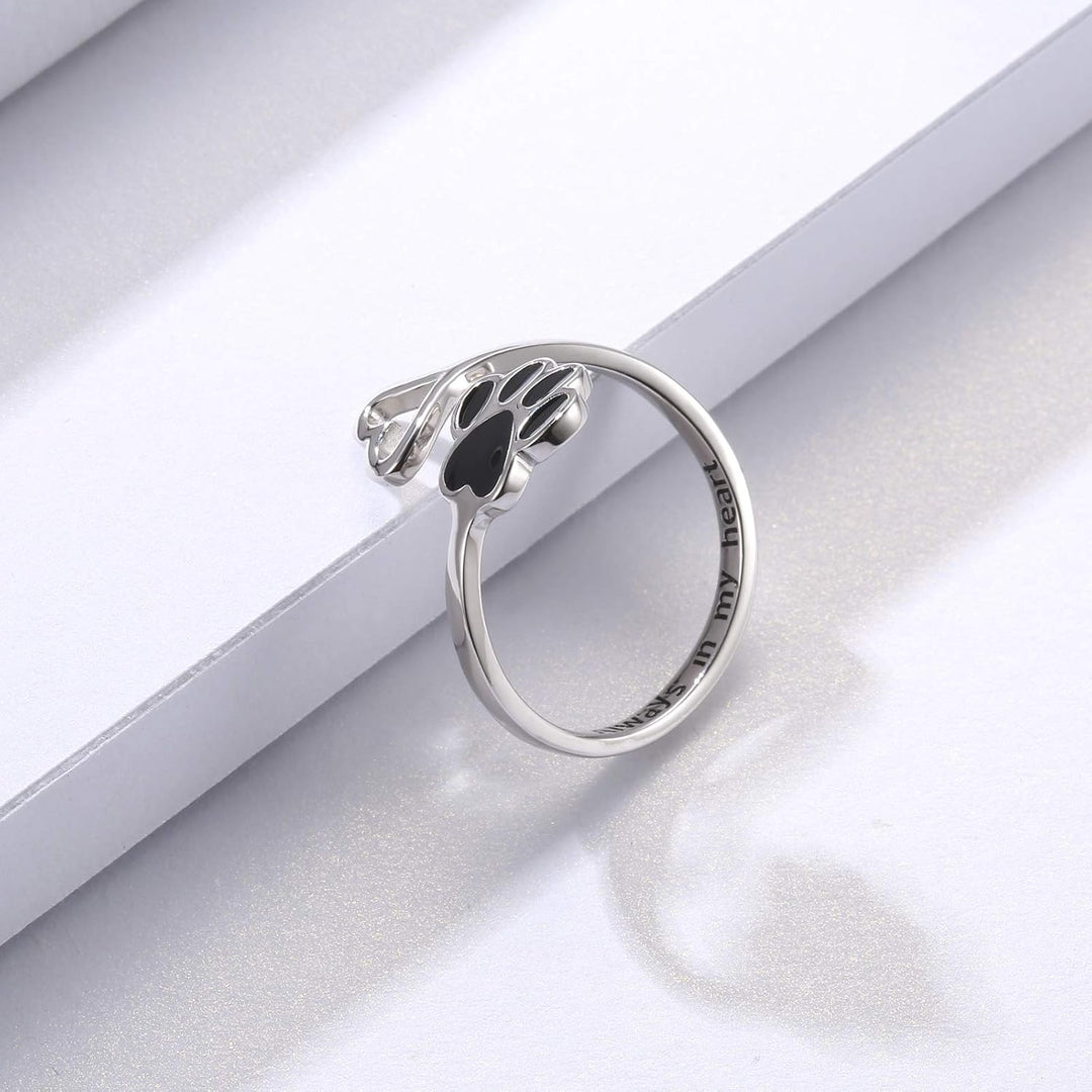 Handgjord tass- och hjärt-ring – Justerbar 925 sterlingsilver