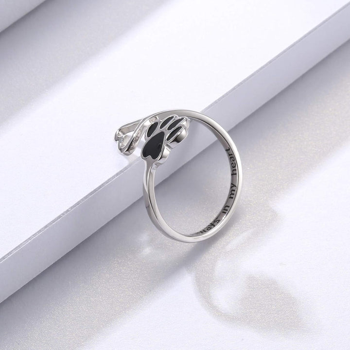 Handgjord tass- och hjärt-ring – Justerbar 925 sterlingsilver