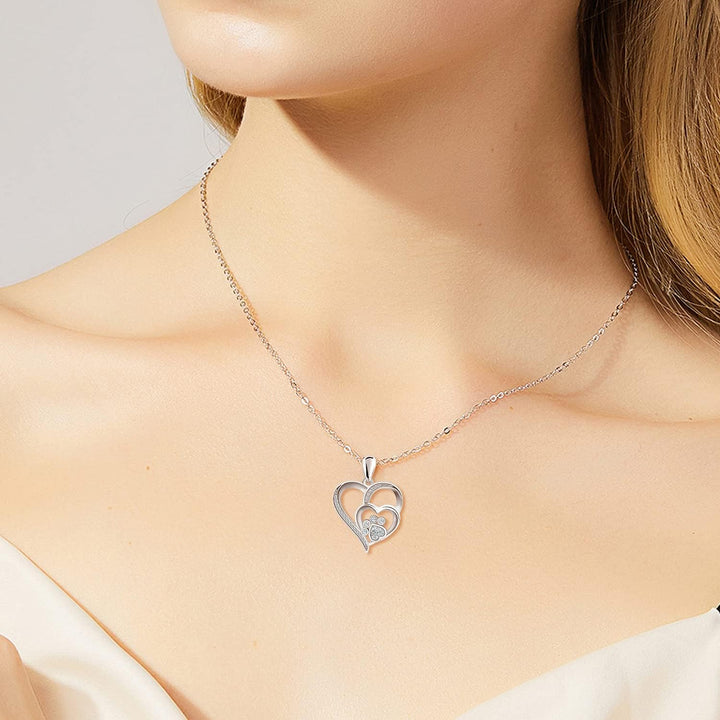 Sterling Silver Fågel- och Hjärtkedja med Zirkonia