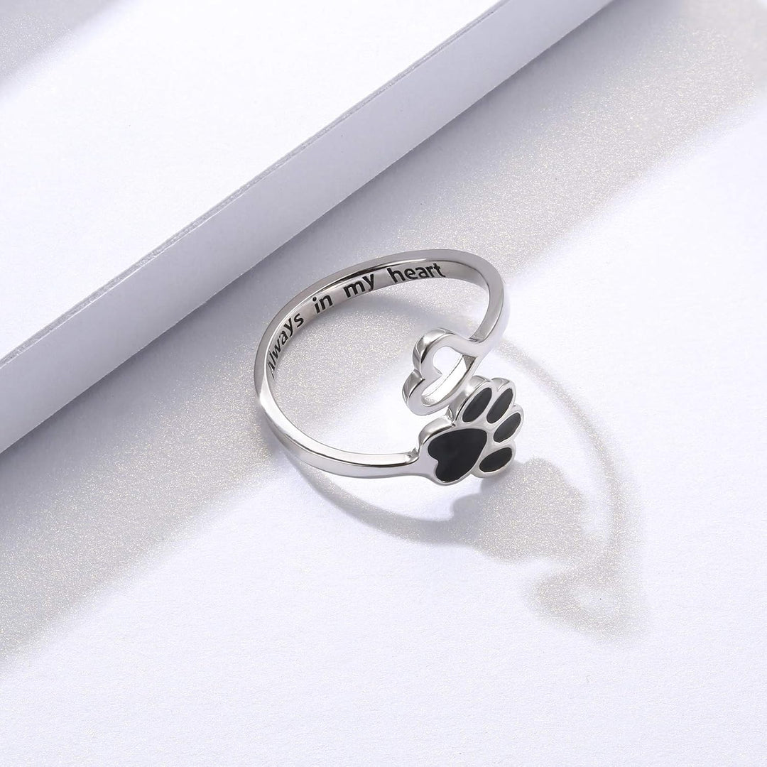 Handgjord tass- och hjärt-ring – Justerbar 925 sterlingsilver