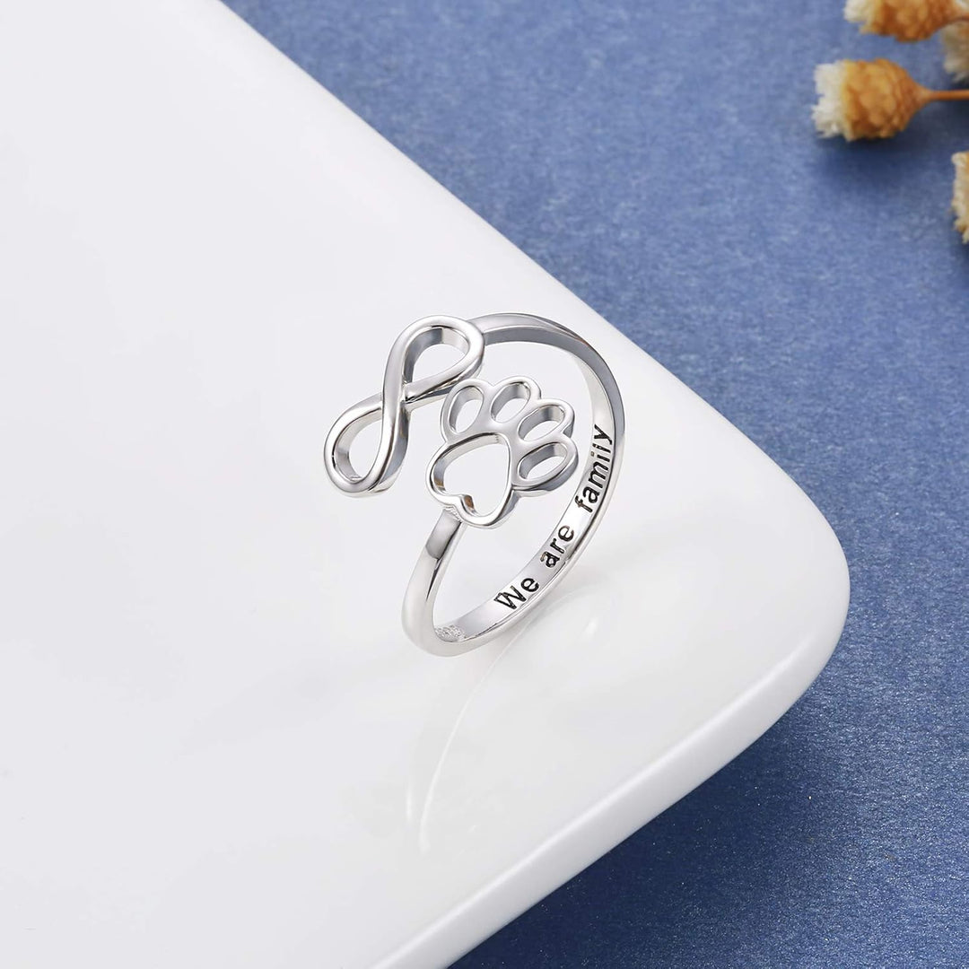 Handgjord tass- och hjärt-ring – Justerbar 925 sterlingsilver