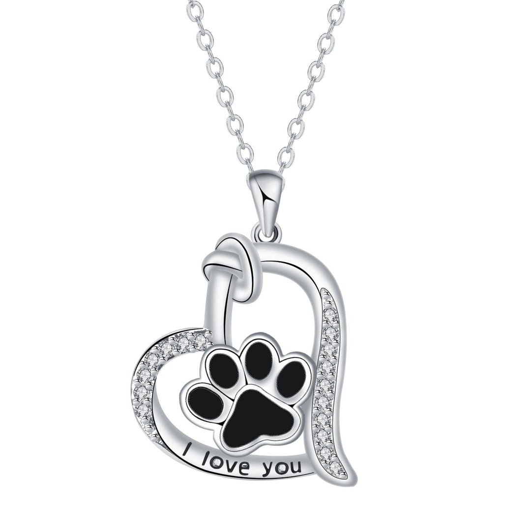 Hjärts formad hundtassavtryck halsband med zirkonia
