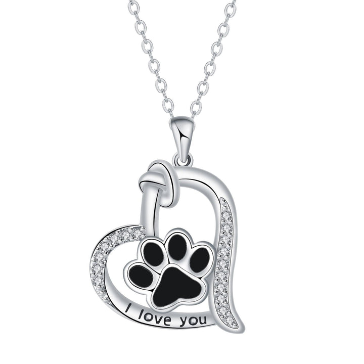 Hjärts formad hundtassavtryck halsband med zirkonia
