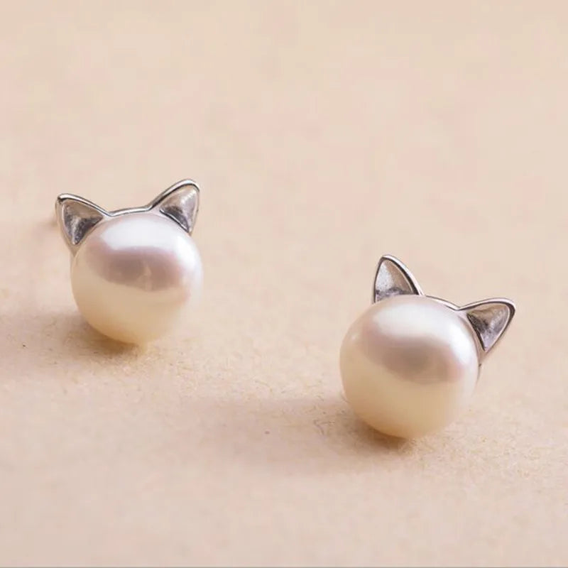 Sterling Silver Kattpärl Stud örhängen