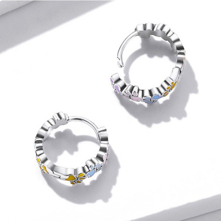 Färgglada tassar hoops i sterlingsilver