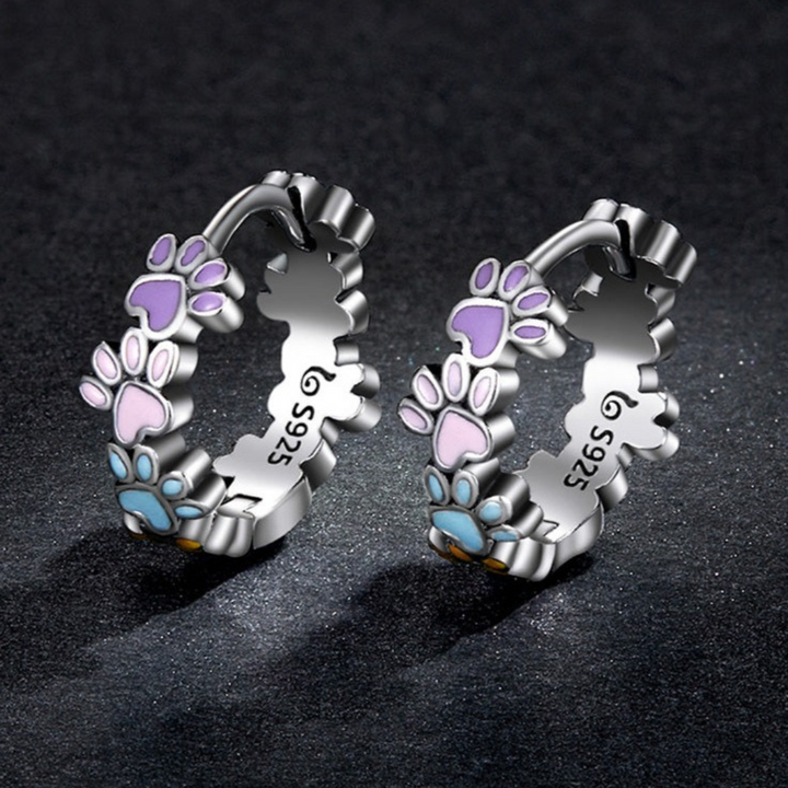 Färgglada tassar hoops i sterlingsilver