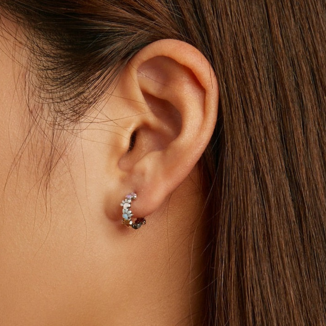 Färgglada tassar hoops i sterlingsilver