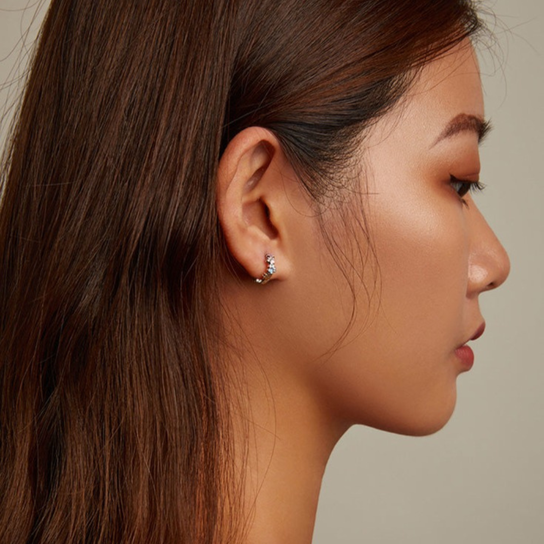 Färgglada tassar hoops i sterlingsilver