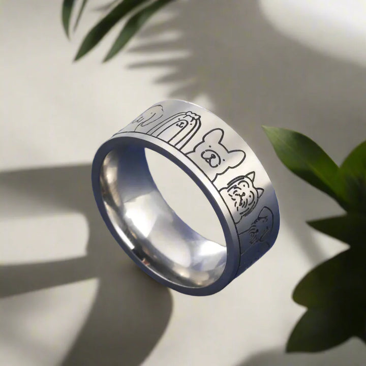 Bred rostfri hundring – graverat design för kvinnor