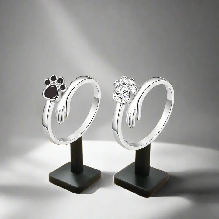 925 Sterling Silver Justerbar Ring – Hand och tassavtrycksmotiv