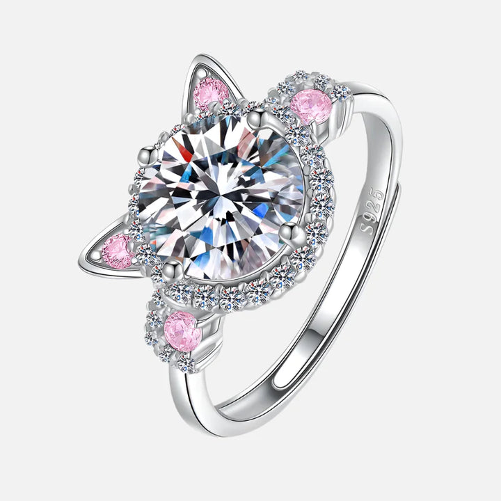 Justerbar kattöra-ring med zirkonia