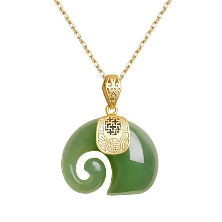 Hetian Jade elefanthänge halsband – 18K guldpläterad kedja för kvinnor