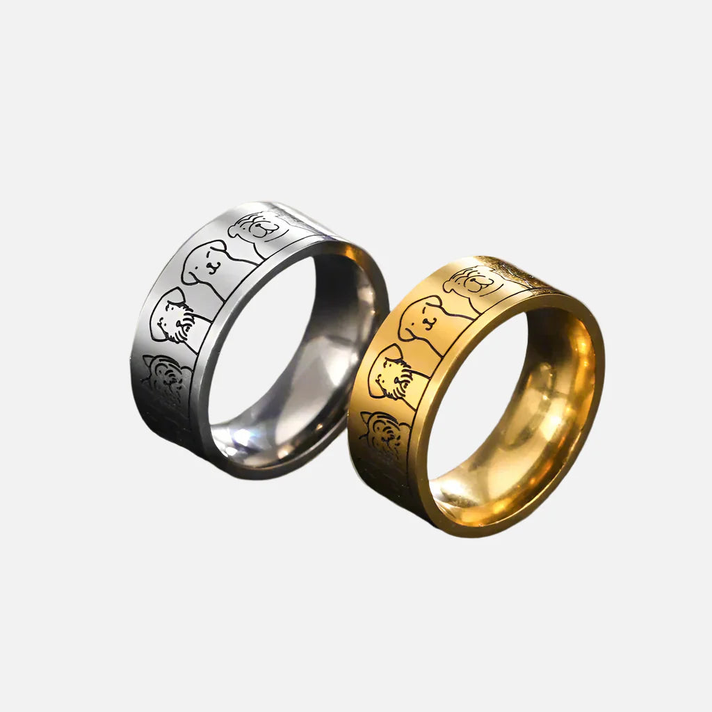 Bred rostfri hundring – graverat design för kvinnor