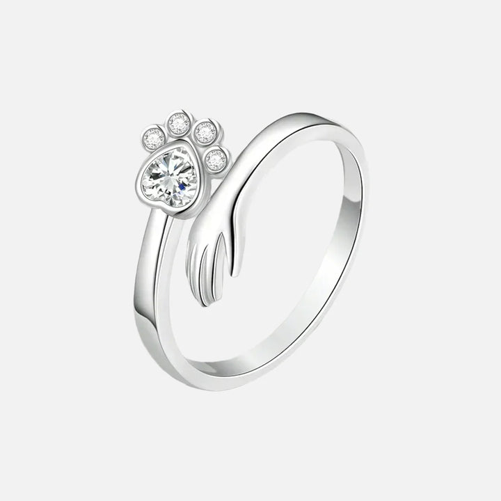 925 Sterling Silver Justerbar Ring – Hand och tassavtrycksmotiv