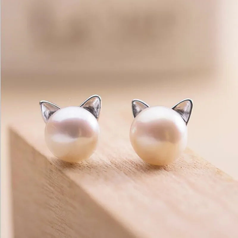 Sterling Silver Kattpärl Stud örhängen