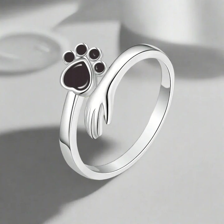 925 Sterling Silver Justerbar Ring – Hand och tassavtrycksmotiv