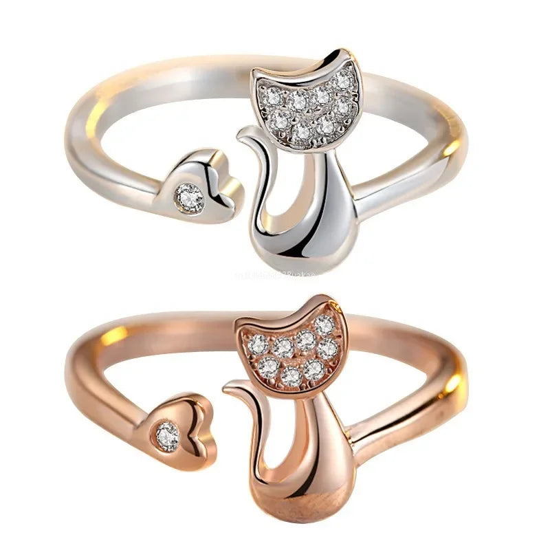 Söt katt öppen ring – Cubic Zirconia