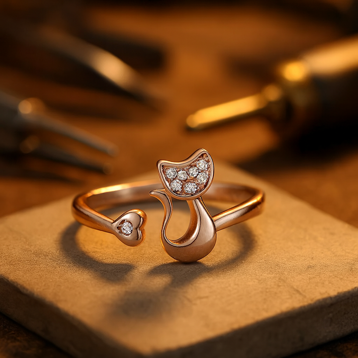 Söt katt öppen ring – Cubic Zirconia