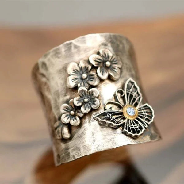 Bi-Blomma Fjäril Tjockt RingBand
