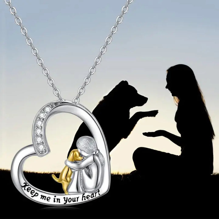 925 sterling silver halsband – Hjärt- och hundmotiv med zirkonia