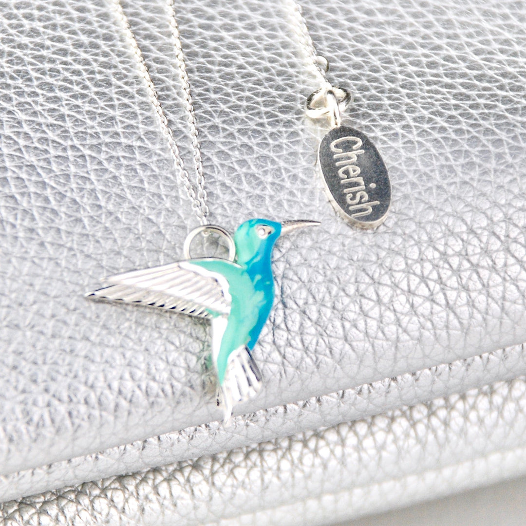 Sterling silver emaljerad kolibri halsband