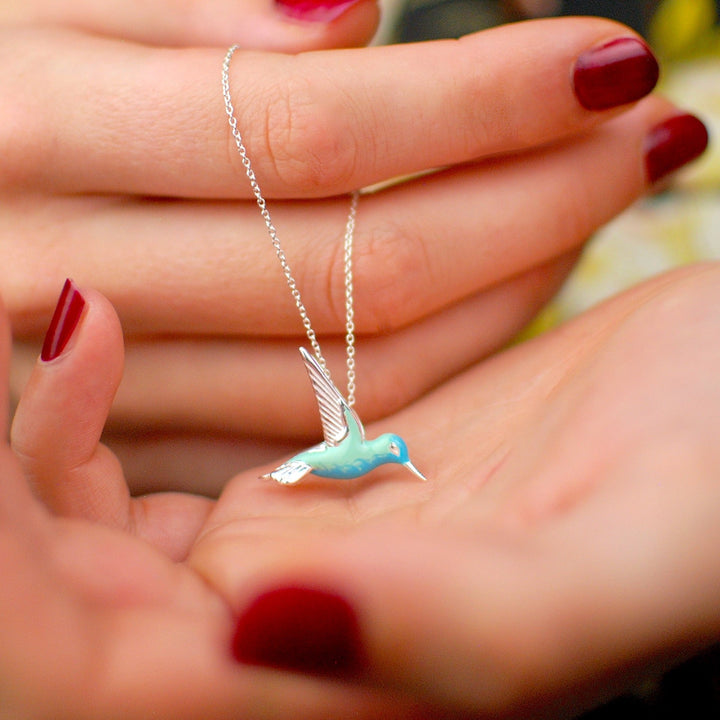 Sterling silver emaljerad kolibri halsband
