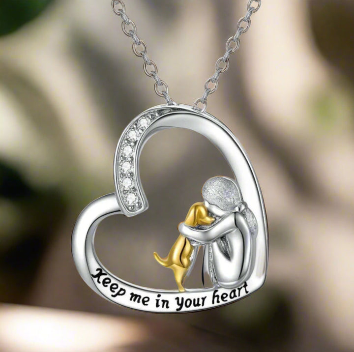 925 sterling silver halsband – Hjärt- och hundmotiv med zirkonia