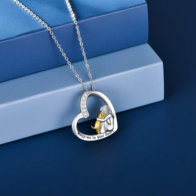 925 sterling silver halsband – Hjärt- och hundmotiv med zirkonia