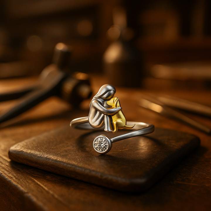 925 Sterling Silver Hundring med Zirkonia – Justerbar och Handgjord