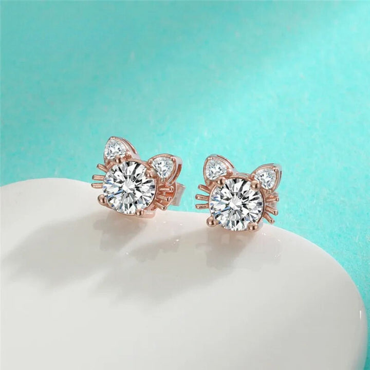 Moissanit Roséguld kattstud örhängen i 925 sterlingsilver