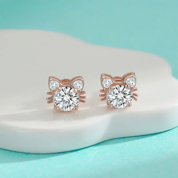 Moissanit Roséguld kattstud örhängen i 925 sterlingsilver